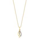 Gargantilha Pingente Folha Vazada Cristal Folheado Ouro
