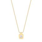 Gargantilha Pingente Quadrado Cristal Folheado A Ouro