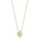Gargantilha Pingente Quadrado Detalhes Cristal Folheado Ouro