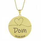 Gargantilha Pingente Redondo Personalizado Coração Nome Dom Banhado Ouro 18K - 999007176