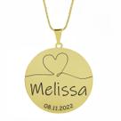 Gargantilha Pingente Redondo Personalizado Coração Nome Melissa Banhado Ouro 18K - 999007431 Gargantilha Pingente Redondo Personalizado Coração Nome Melissa Banhado Ouro 18K - 999007431