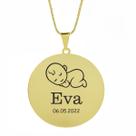 Gargantilha Pingente Redondo Personalizado Nome Eva Banhado Ouro 18K - 999005309