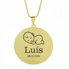 Gargantilha Pingente Redondo Personalizado Nome Luís Banhado Ouro 18K - 999005208