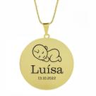 Gargantilha Pingente Redondo Personalizado Nome Luísa Banhado Ouro 18K - 999005416