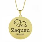 Gargantilha Pingente Redondo Personalizado Nome Zaqueu Banhado Ouro 18K - 999005143