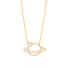 Gargantilha planeta saturno banhada a ouro 18k 532484