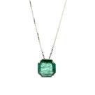 Gargantilha ponto de luz esmeralda natural bahia quadrada 4.82cts em prata 925 - 42512 300u