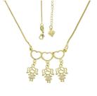 Gargantilha PRI Style 3 Filhas Folheada A Ouro 18K Antialérgica Com Zircônias Gargantilha PRI Style 3 Filhas Folheada A Ouro 18K Antialérgica Com Zircônias