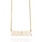 Gargantilha Rommanel Banhado Ouro 18K Escrito Brasil 55cm 532666 Gargantilha Rommanel Banhado Ouro 18K Escrito Brasil 55cm 532666