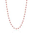 Gargantilha rommanel banhado ouro 18k feminino pedra cristal vermelho 50cm 532566