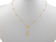 Gargantilha Terço 60 Cm 5 Mm E Pulseira Tijolinho Ouro 18k