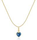 Gargantilha Veneziana Ponto de Luz Coração Azul 60cm 6mm Em Ouro 18k Gargantilha Veneziana Ponto de Luz Coração Azul 60cm 6mm Em Ouro 18k