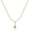 Gargantilha Veneziana Ponto de Luz Coração Rosa 40cm 4mm Em Ouro 18k Gargantilha Veneziana Ponto de Luz Coração Rosa 40cm 4mm Em Ouro 18k