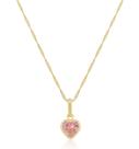 Gargantilha Veneziana Ponto de Luz Coração Rosa 50cm 6mm Em Ouro 18k Gargantilha Veneziana Ponto de Luz Coração Rosa 50cm 6mm Em Ouro 18k