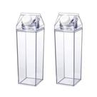 Garrafa Acrilico Reutilizavel Capacidade 500ml Formato Caixa Leite Transparente