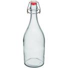 GARRAFA ÁGUA SUCO LEITE HOME&CO COM TRAVA NA TAMPA VIDRO 1L 29x9x9cm TRANSPARENTE