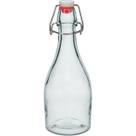 GARRAFA ÁGUA SUCO LEITE HOME&CO COM TRAVA NA TAMPA VIDRO 350ml 23x8x8cm TRANSPARENTE
