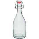 GARRAFA ÁGUA SUCO LEITE HOME&CO COM TRAVA NA TAMPA VIDRO 500ml 26x9x9cm TRANSPARENTE