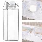 Garrafa Caixa de Leite Acrílico Transparente 500ml ou 1L Sucos Leite Bebidas com Tampa Vedação Livre BPA