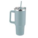 Garrafa Caneca Térmica 1300ML em Inox Reciclado Parede Dupla com Alça e Canudo Cinza Garrafa Caneca Térmica 1300ML em Inox Reciclado Parede Dupla com Alça e Canudo Cinza