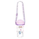 Garrafa com alça de ombro e canudo 400 ml urso sem curso polar cor roxa