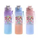 Garrafa De Água Com Canudo Gradiente Hello Kitty 750ML Copo De Plástico Fofo Para Homens E Mulheres,