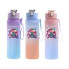 Garrafa De Água Com Canudo Gradiente Hello Kitty 750ML Copo De Plástico Fofo Para Homens E Mulheres,
