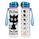 Garrafa de água Crazy Cat 950ml Tritan Plastic com marcador de tempo
