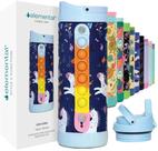 Garrafa de água Elemental Iconic Kids isolada de 420 ml com tampa de palha