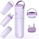 Garrafa de água, garrafa isolada de 530 ml com canudo, 2 tampas Garrafa de água, garrafa isolada de 530 ml com canudo, 2 tampas