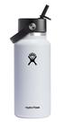 Garrafa de água Hydro Flask Wide Flex Straw Cap 946mL branca