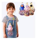Garrafa De Água Infantil Fofa 700ml Com Canudo E Cordão