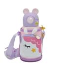 Garrafa de água infantil fofa para criança cartoon isolado aço inoxidável bounce crossbody portátil
