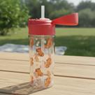 Garrafa De Água Infantil Pop Capivara 270ml C/ Canudo Escola Vermelho