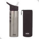 Garrafa De Agua Inox Com Alça e Bico Preta 750ml Com Capa Neopreme Mor
