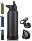 Garrafa de água isolada CIVAGO 1,2 L com canudo e 3 tampas Midnight