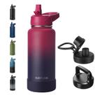 Garrafa de água isolada RUBYFLASK 946 ml com palheta 3 tampas Dark Rainbow