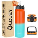 Garrafa de água OLDLEY isolada 946 mL com canudo de 3 tampas de aço inoxidável