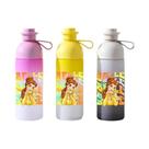 Garrafa De Água Reta De Silicone Com Cordão Egradiente De 600ml Da Princesa Elsa Frozen Para