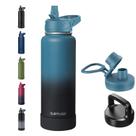 Garrafa de água RUBYFLASK isolada de 1,2 L com canudo de 3 tampas Indigo