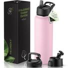 Garrafa de água SIPX 1,2 L com tripla isolação, à prova de vazamentos, rosa