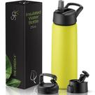 Garrafa de água SIPX 740 ml com tripla isolação, à prova de vazamentos, amarela