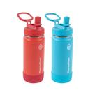 Garrafa de água Thermoflask Kids com tampa de palha 470mL vermelha/azul, pacote com 2 unidades