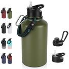 Garrafa de água VQRRCKI 1,9L isolada em aço inoxidável verde militar