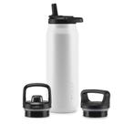 Garrafa de água ZULU Base 1.2L em aço inoxidável com 3 tampas brancas
