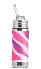 Garrafa de palha Pura Kiki em aço inoxidável 325 mL com manga rosa