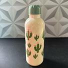 Garrafa de plástico decorada cacto para água 600ml garrafinha de água decorativa verde branca grande pequena viagem Garrafa de plástico decorada cacto para água 600ml garrafinha de água decorativa verde branca grande pequena viagem
