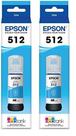Garrafa de tinta Epson T512 EcoTank Ciano de capacidade ultra-alta x2