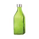Garrafa de vidro c/ tampa inox scotch água suco verde Garrafa de vidro c/ tampa inox scotch água suco verde