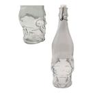 Garrafa de Vidro Formato Crânio Caveira Com Rolha de Plástico Resistente 450ml Para Licor Água